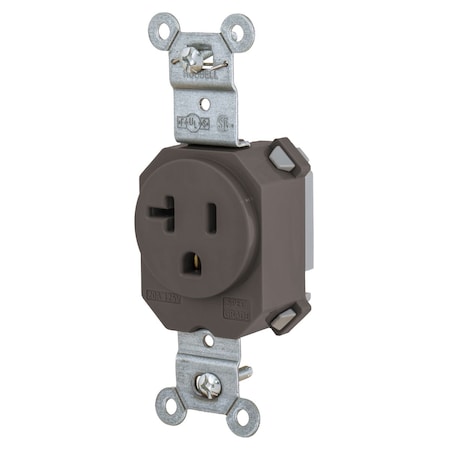 Hubbell Wiring Device-Kellems Straight Blade Receptacle, 5-20R, 20 A, 125V AC, 2 Pole, 3 Wire, Grounded SNAP5361